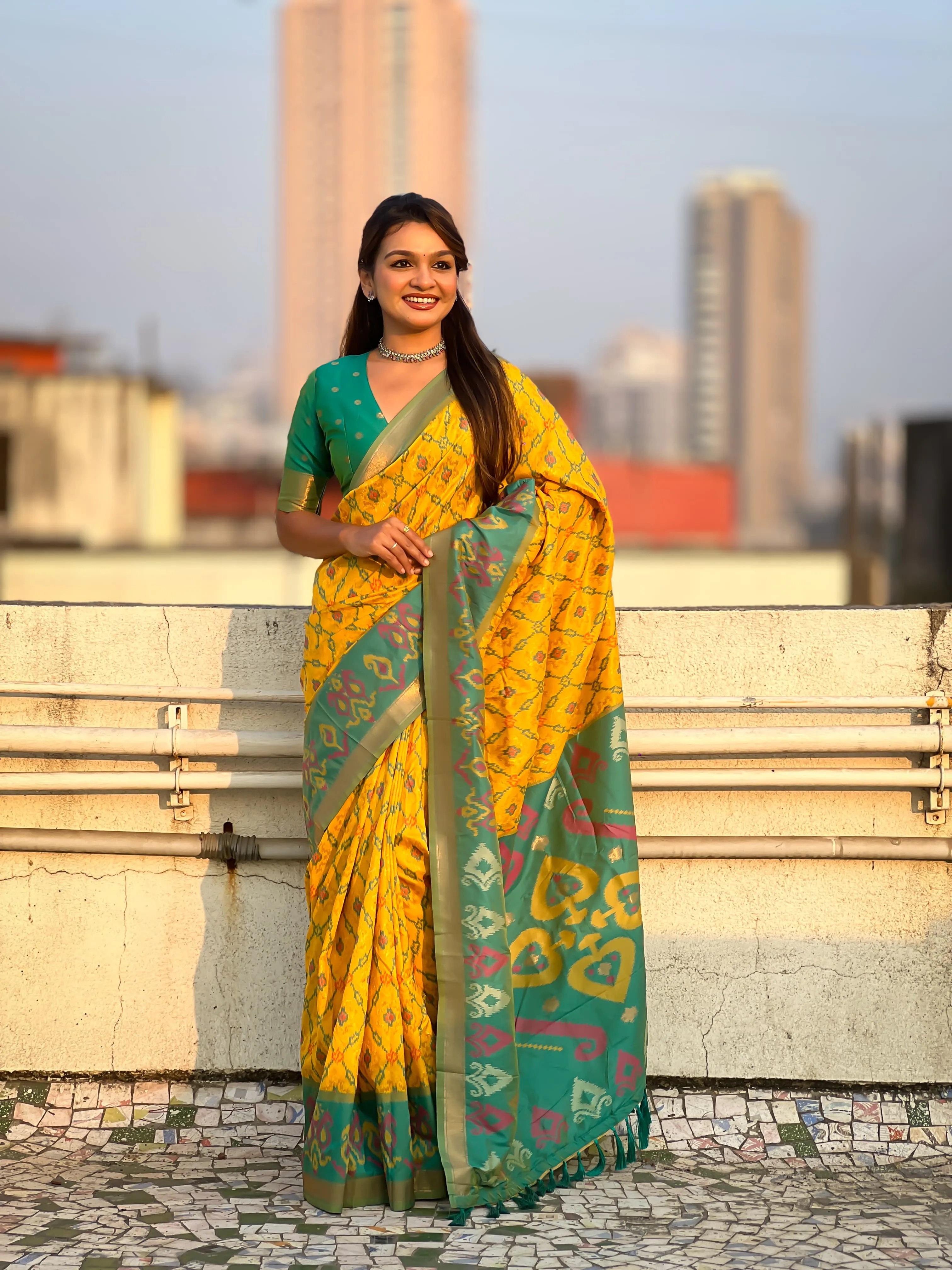Buy Satarangi Ikkat Premium Saree in Surat - Reseller Bazzar